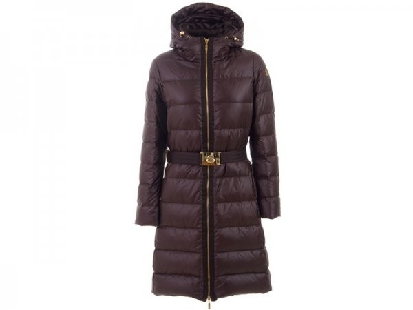 Moncler semplice Claret Mock Collare d'oro del cinturino e Zipper lunga Cappotti uscita